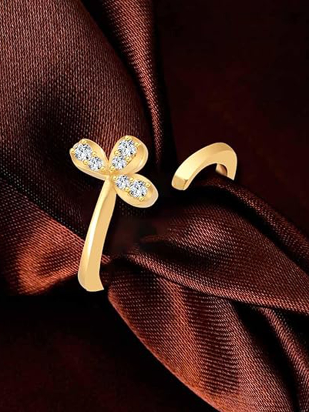 

Vighnaharta Gold-Plated Cubic Zirconia Stone Studded Ring