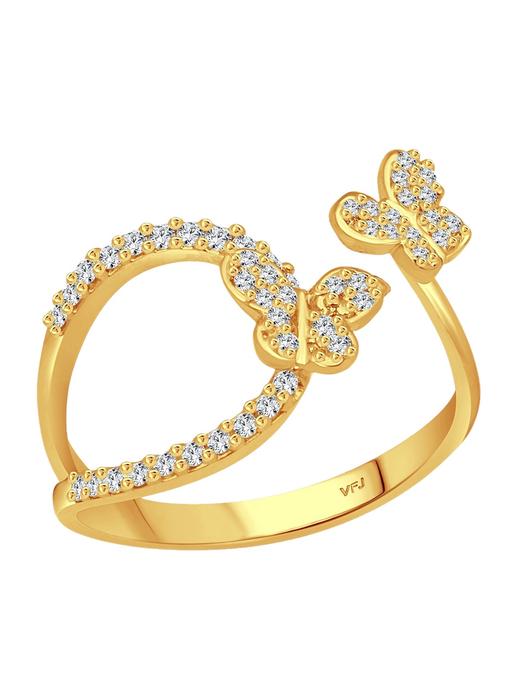 

Vighnaharta Gold-Plated Cubic Zirconia Stone Studded Ring