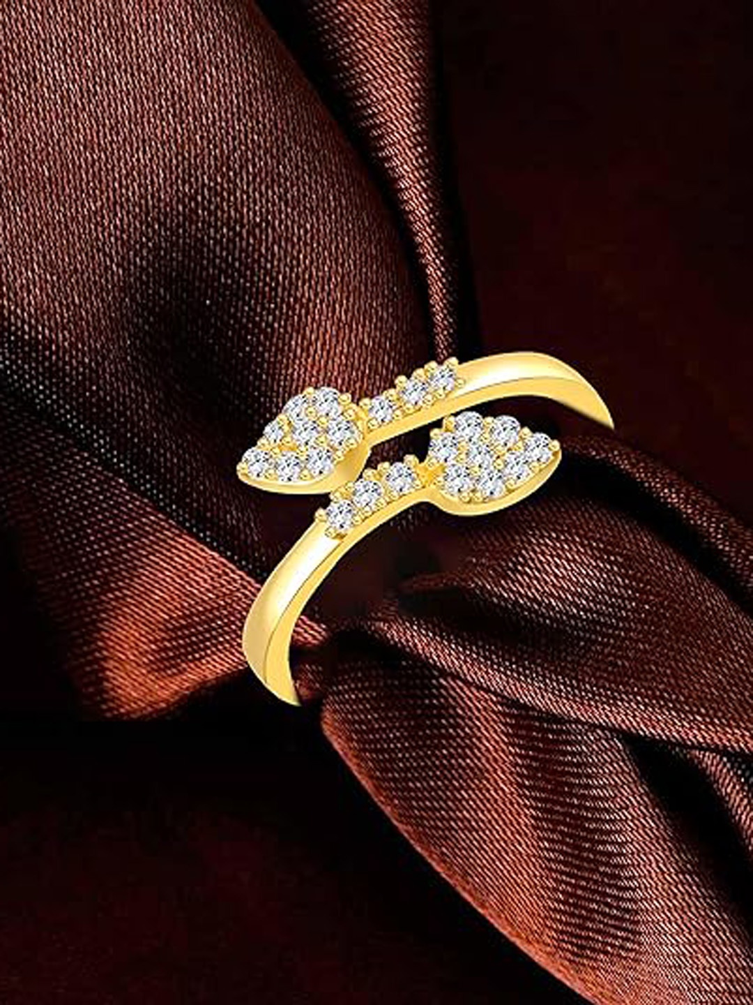 

Vighnaharta Gold Plated & CZ Studded Finger Ring