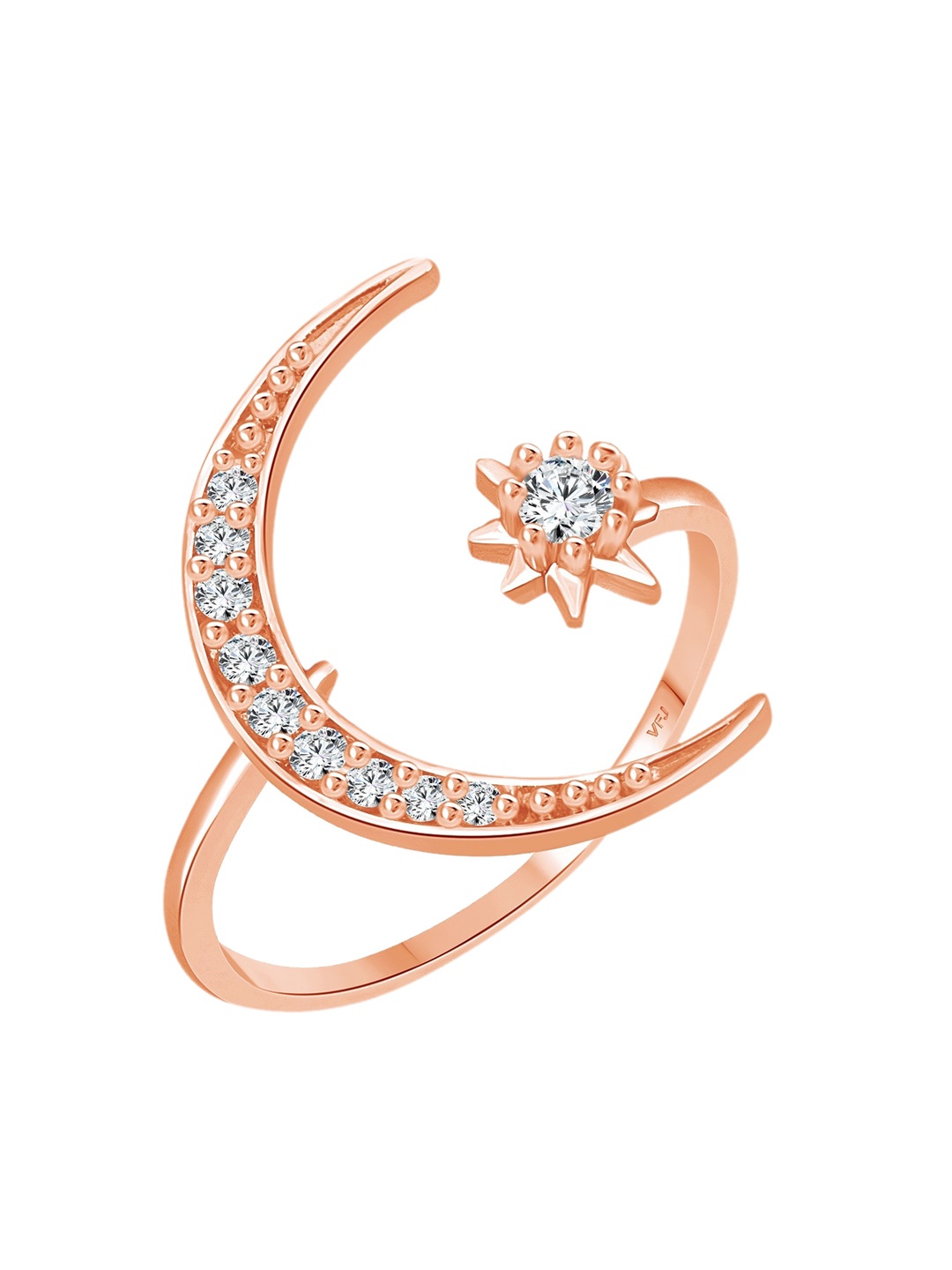 

Vighnaharta Gold-Plated CZ-Studded Finger Ring, Rose gold