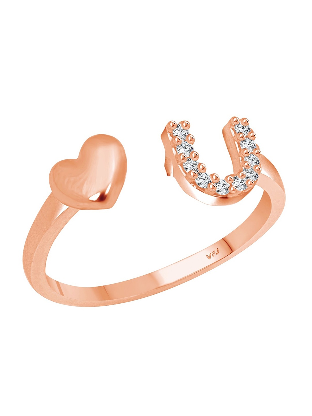 

Vighnaharta Rose Gold-Plated CZ-Studded Adjustable Finger Ring