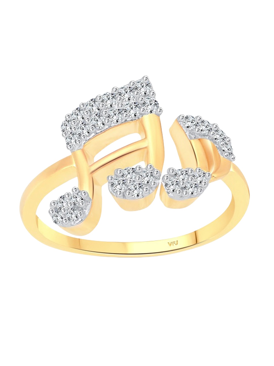 

Vighnaharta Gold-Plated Music Love Cubic Zirconia Stone Studded Ring