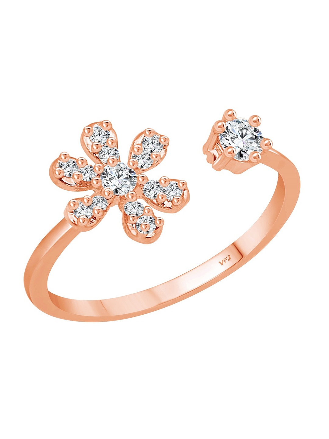 

Vighnaharta Rose Gold Plated & CZ Studded Finger Ring