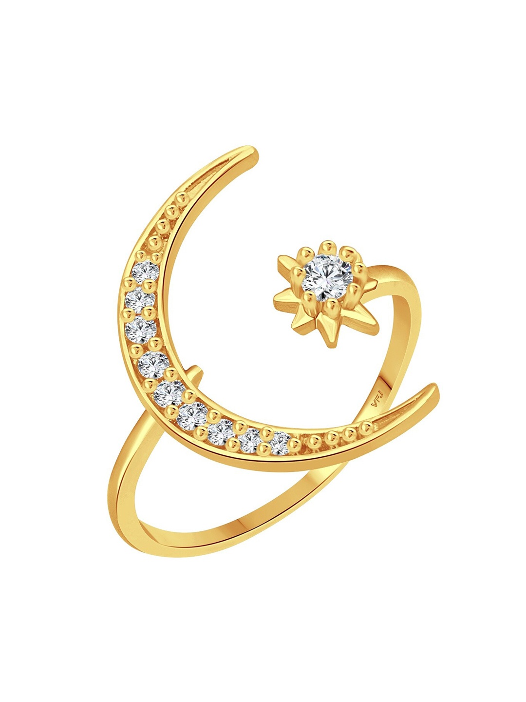 

Vighnaharta Gold-Plated Cubic Zirconia Adjustable Finger Ring