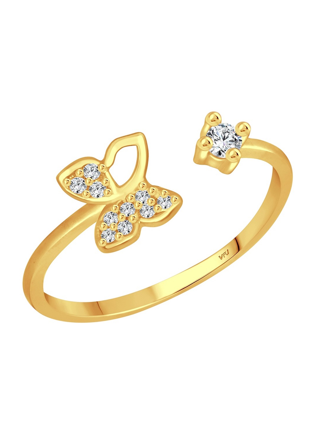 

Vighnaharta Gold-Plated CZ-Studded Adjustable Finger Ring