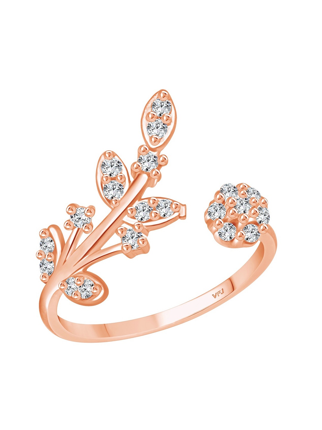 

Vighnaharta Rose Gold-Plated CZ-Studded Adjustable Finger Ring