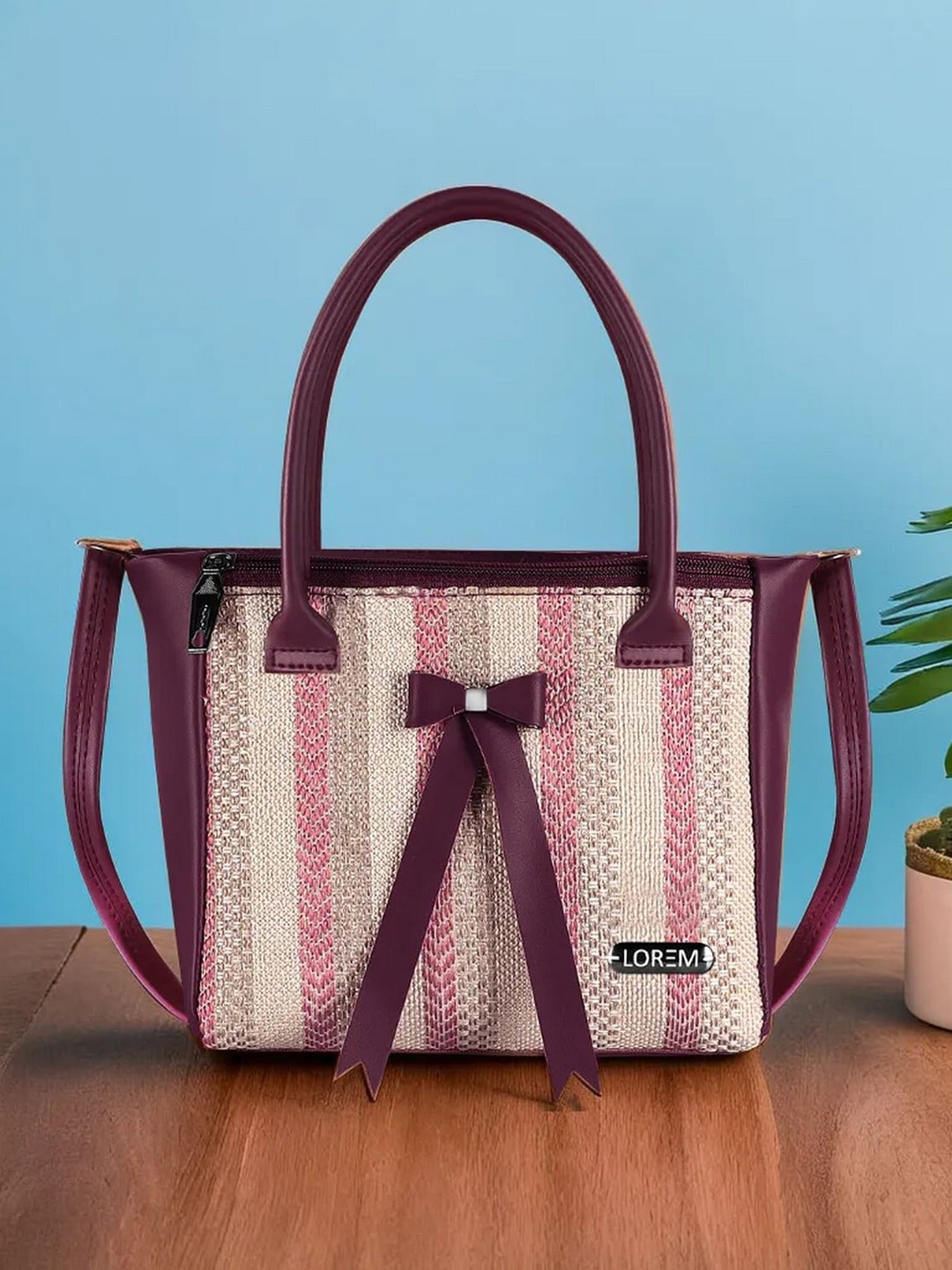 

LOREM Structured Handheld Bag, Purple