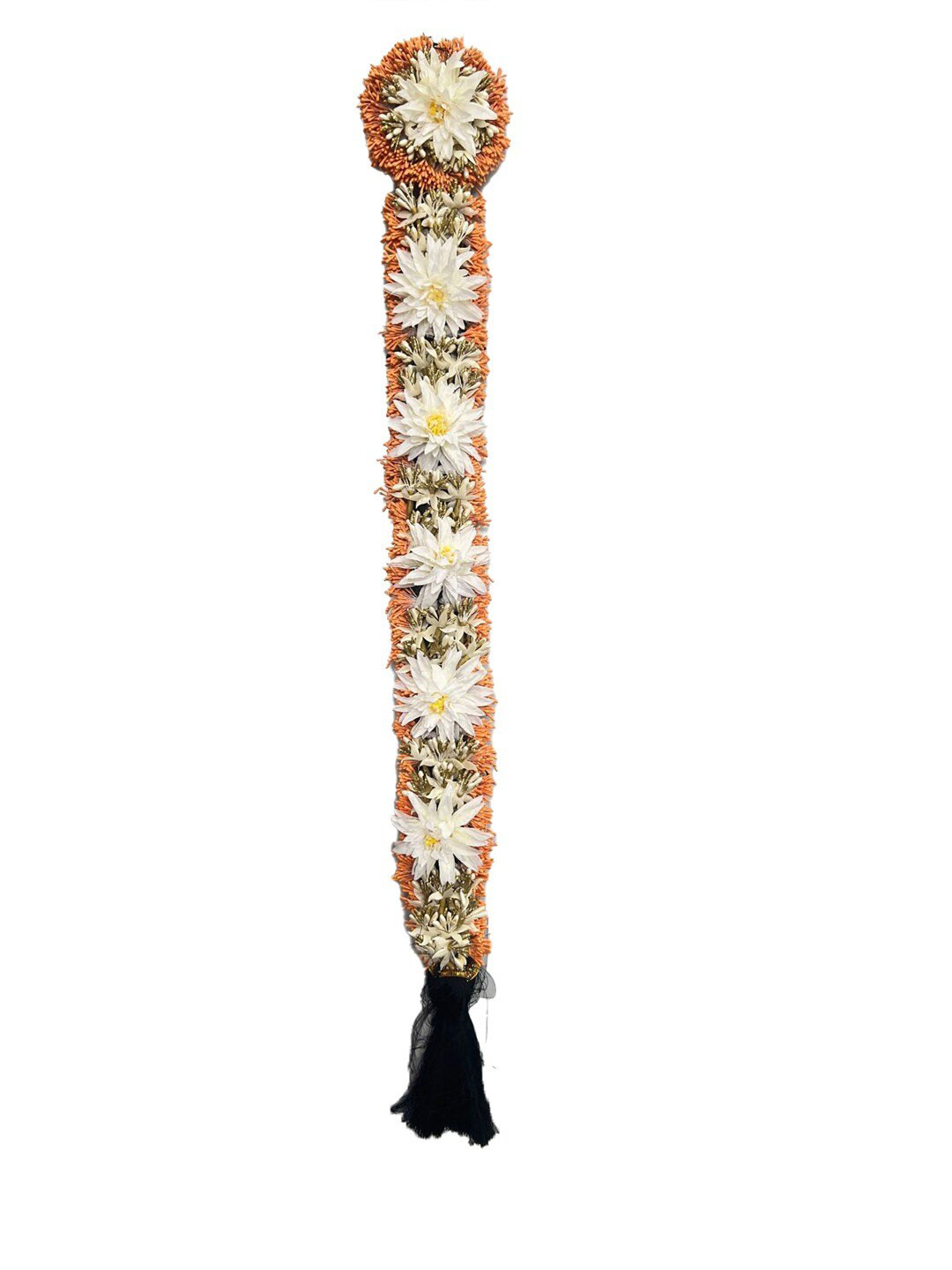 

VAGHBHATT Traditional Bharatanatyam Poola Jadalu Kunjalam Billalu Floral Hair Braid, White