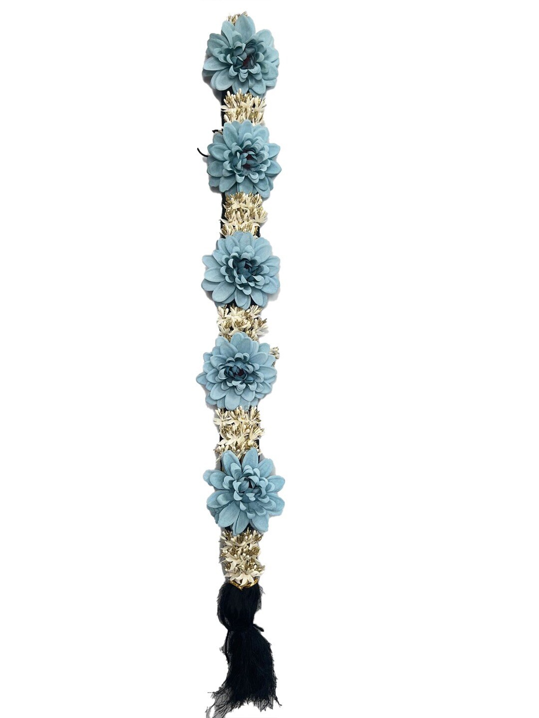 

VAGHBHATT Traditional Bharatanatyam Poola Jadalu Kunjalam Billalu Floral Hair Braid, Blue