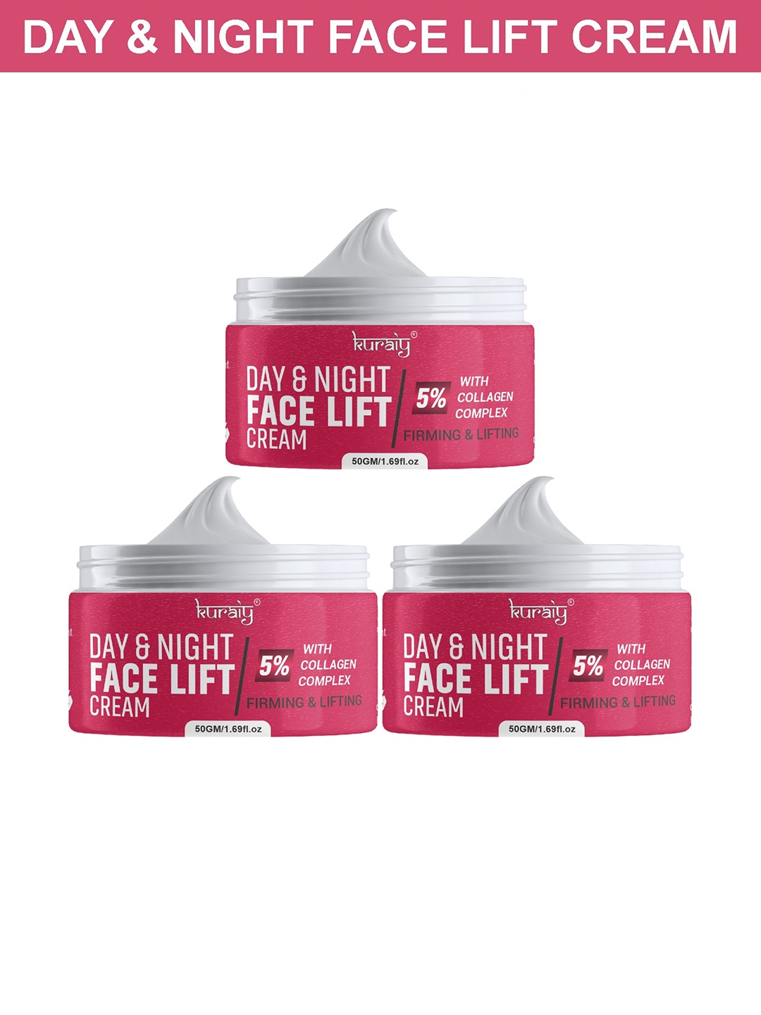 

KURAIY Set Of 3 Day & Night Face Lift Cream - 50g Each, Orange