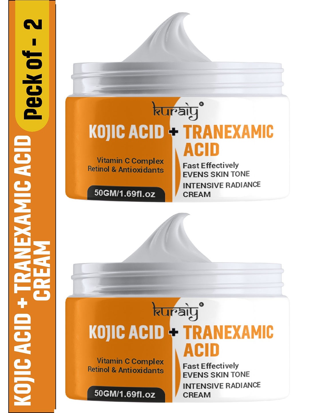 

KURAIY Set Of 2 Kojic Acid & Tranexamic Intensive Radiance Cream - 50g Each, Orange