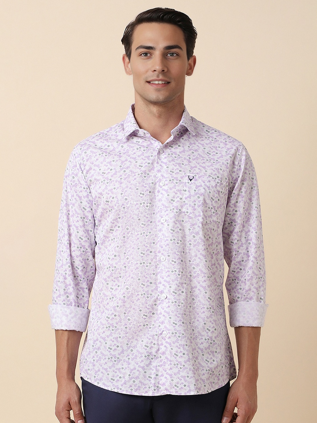 

Allen Solly Printed Cotton Spread Collar Long Sleeves Slim Fit Opaque Casual Shirt, Purple