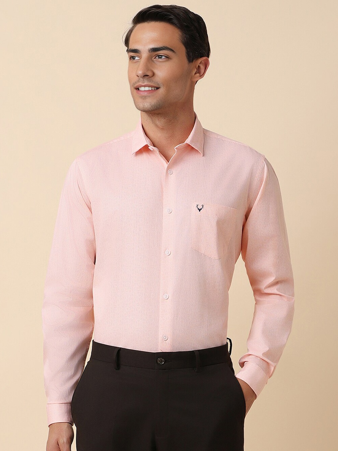 

Allen Solly Spread Collar Full Sleeves Cotton Formal Shirt, Peach