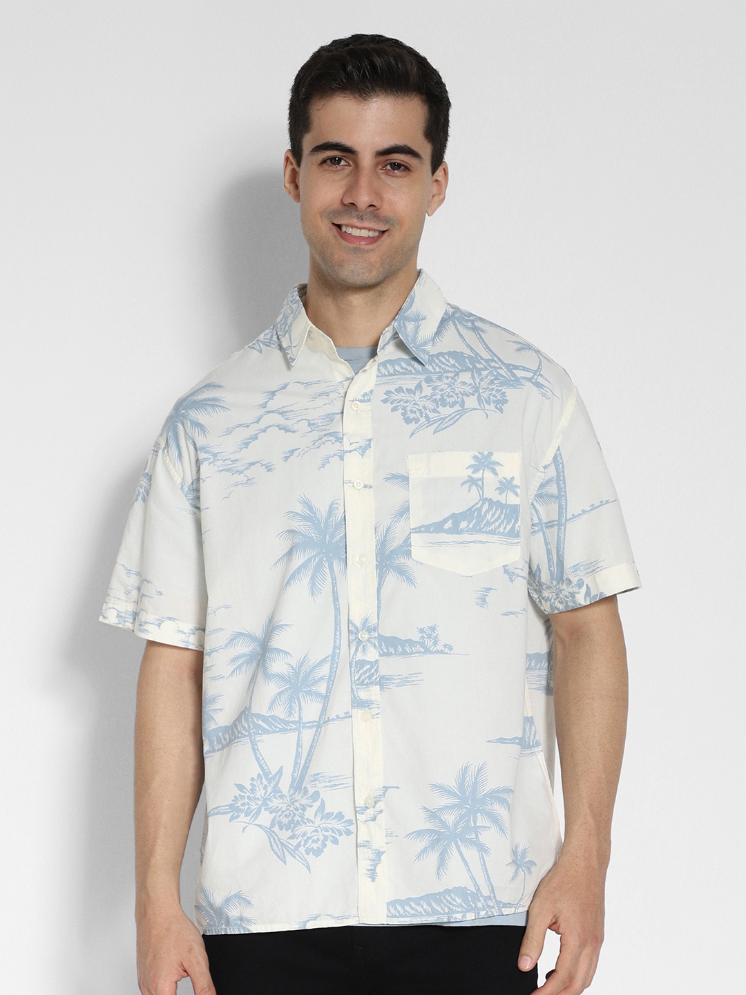 

AMERICAN EAGLE OUTFITTERS Men Floral Opaque Printed Casual Shirt, White