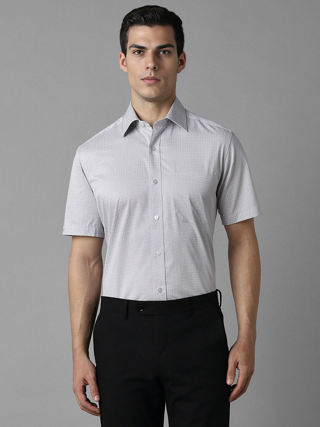

Louis Philippe Geometric Printed Cotton Formal Shirt, Grey