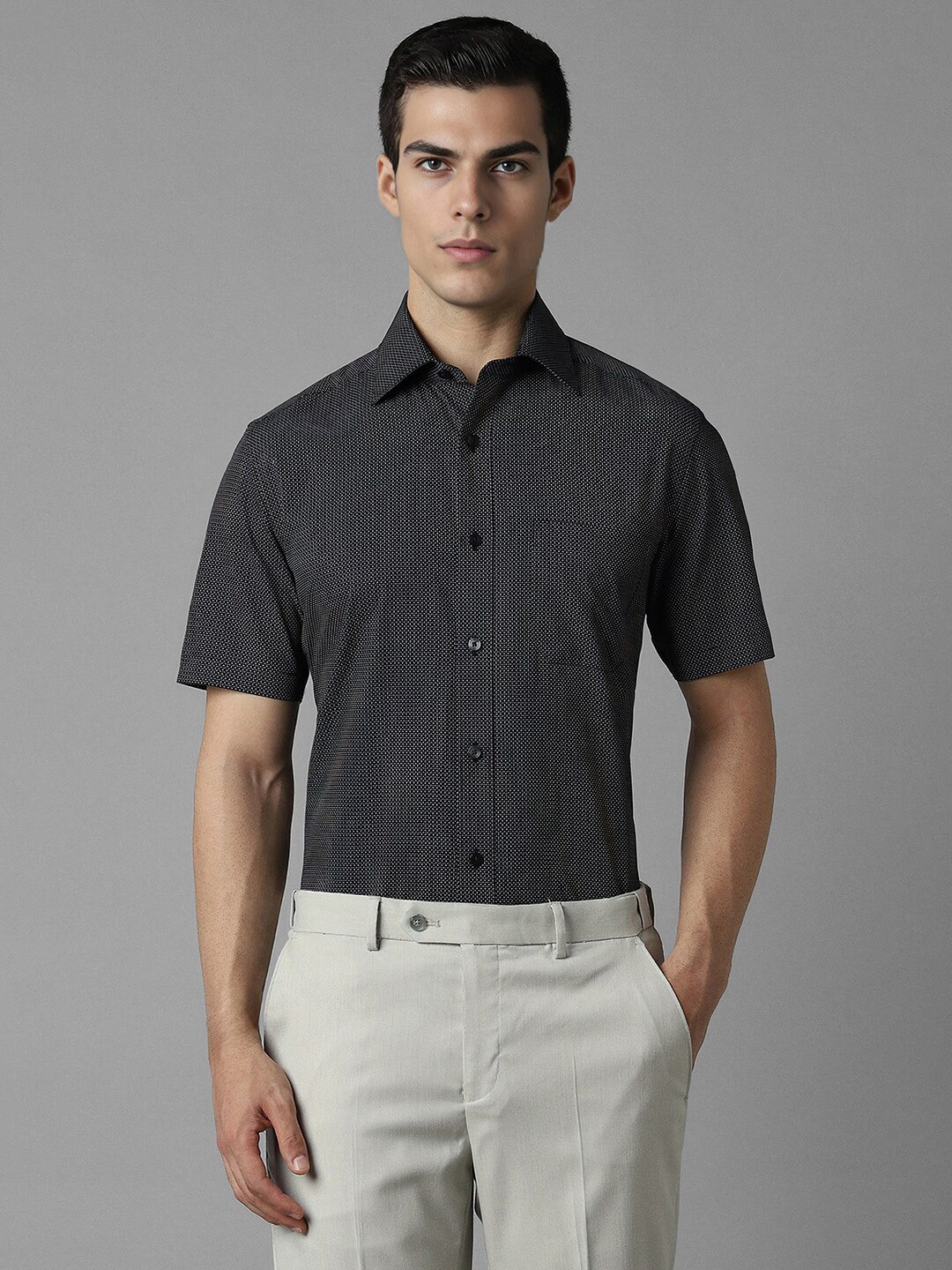 

Louis Philippe Geometric Printed Cotton Formal Shirt, Black