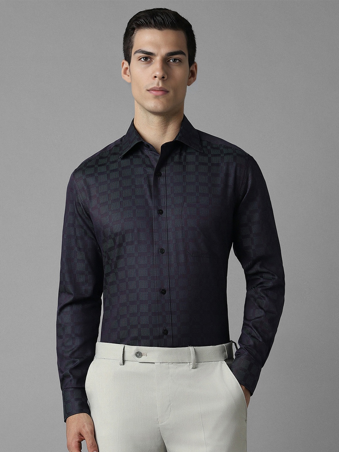 

Louis Philippe Geometric Cotton Formal Shirt, Purple