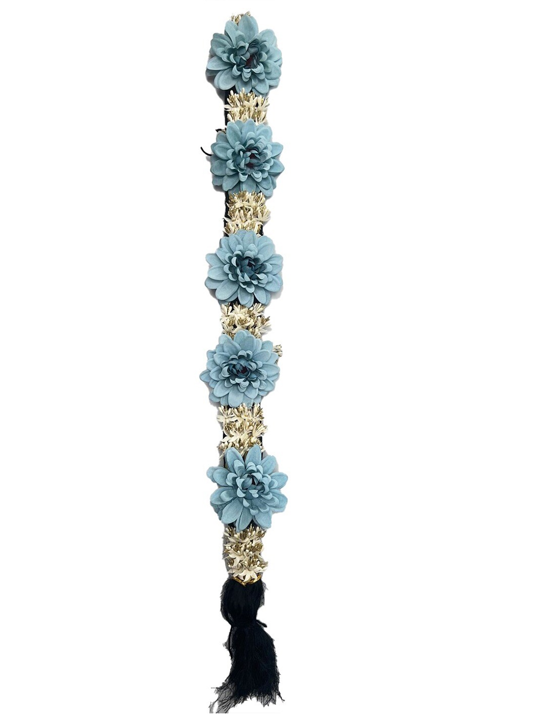 

Krelin Traditional Bharatanatyam Poola Jadalu Kunjalam Billalu Floral Hair Braid, Blue