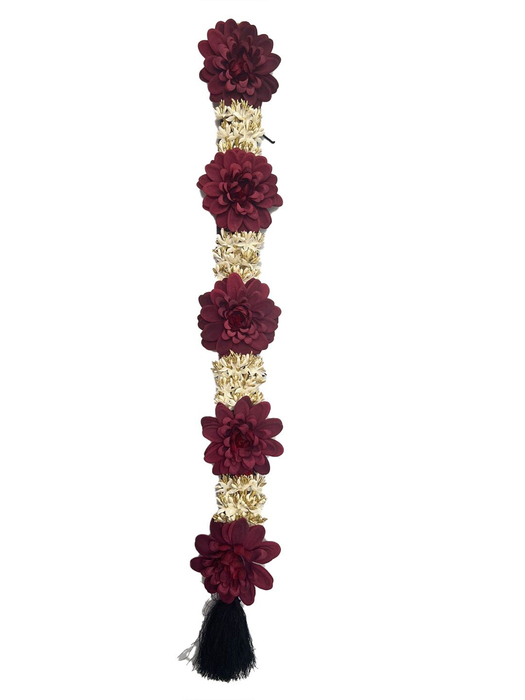 

Krelin Traditional Bharatanatyam Poola Jadalu Kunjalam Billalu Floral Wedding Hair Braid, Maroon