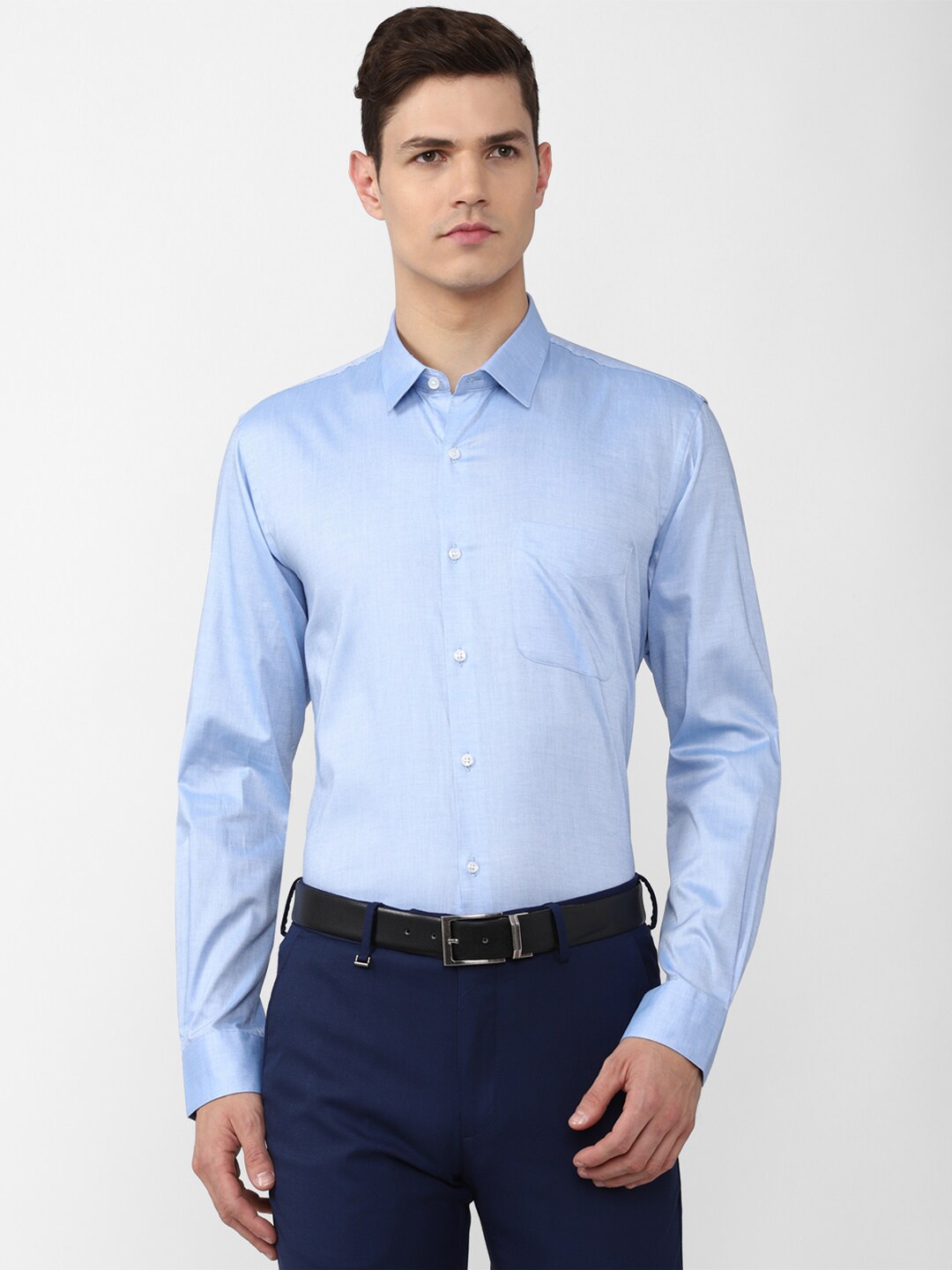 

Peter England Slim Fit Spread Collar Long Sleeves Formal Shirt, Blue