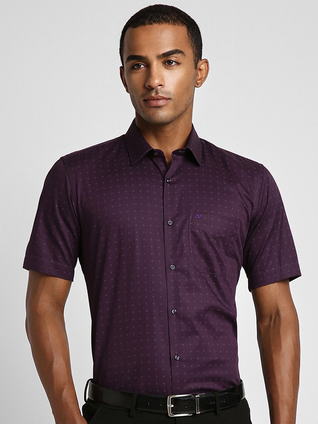 

Peter England Micro Ditsy Printed Opaque Cotton Formal Shirt, Purple