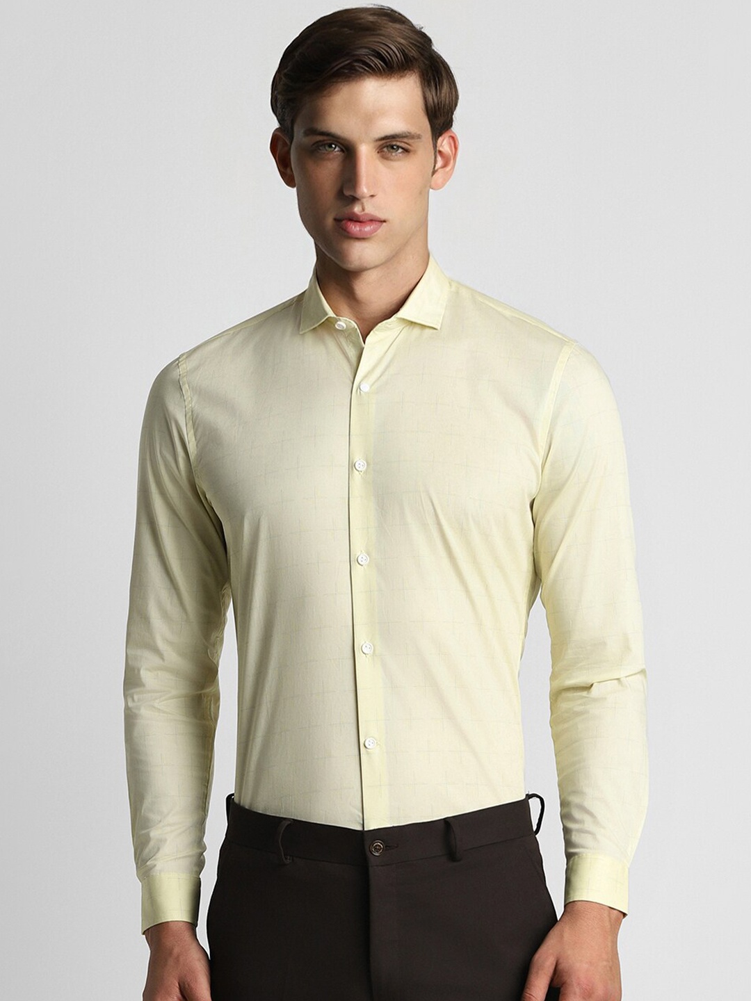 

Peter England Spread Collar Long Sleeves Slim Fit Formal Shirt, Yellow