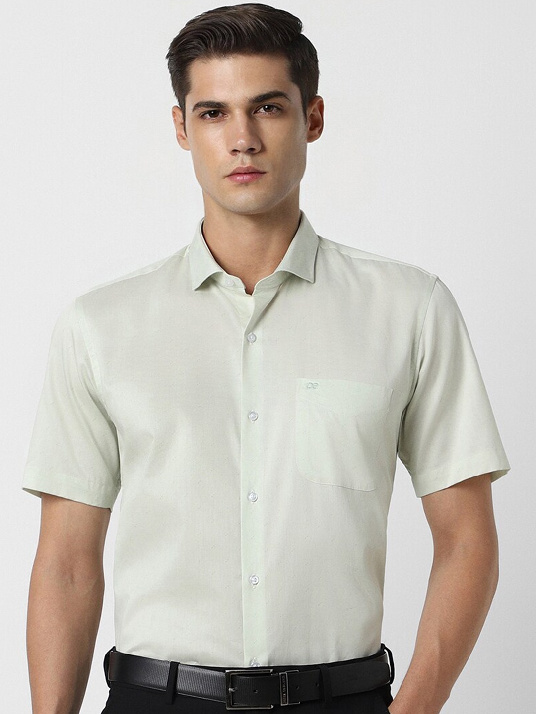 

Peter England Spread Collar Long Sleeves Regular Fit Formal Shirt, Green