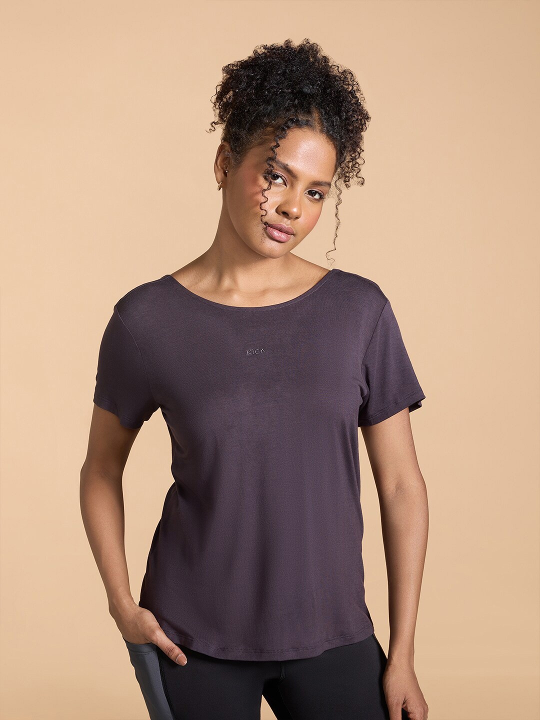 

KICA Round Neck Criss-Cross Styled Back Yoga Top, Grey