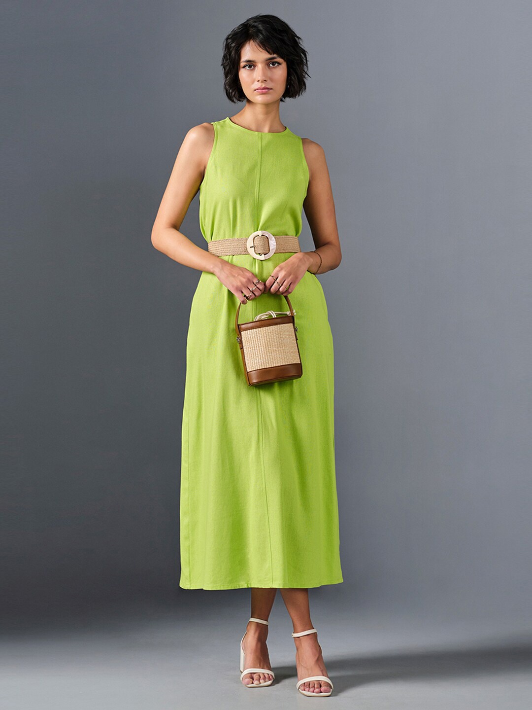 

AND Straight Sleeveless Maxi Dress, Green