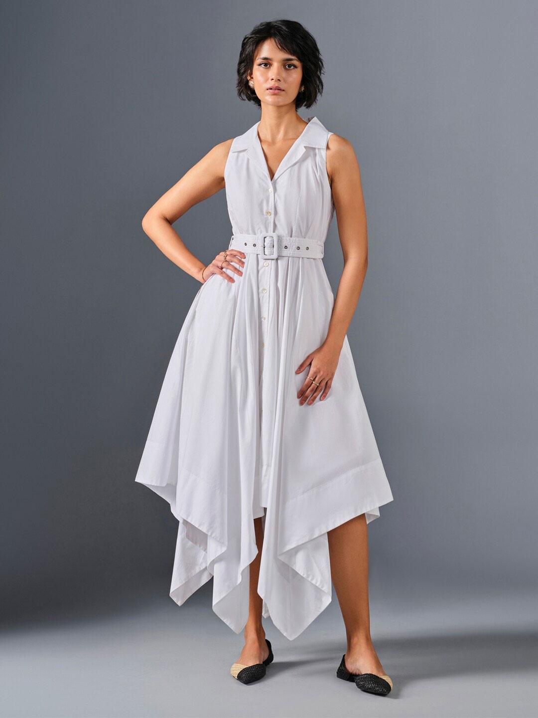 

AND Sleeveless Fit & Flare Midi Dress, White