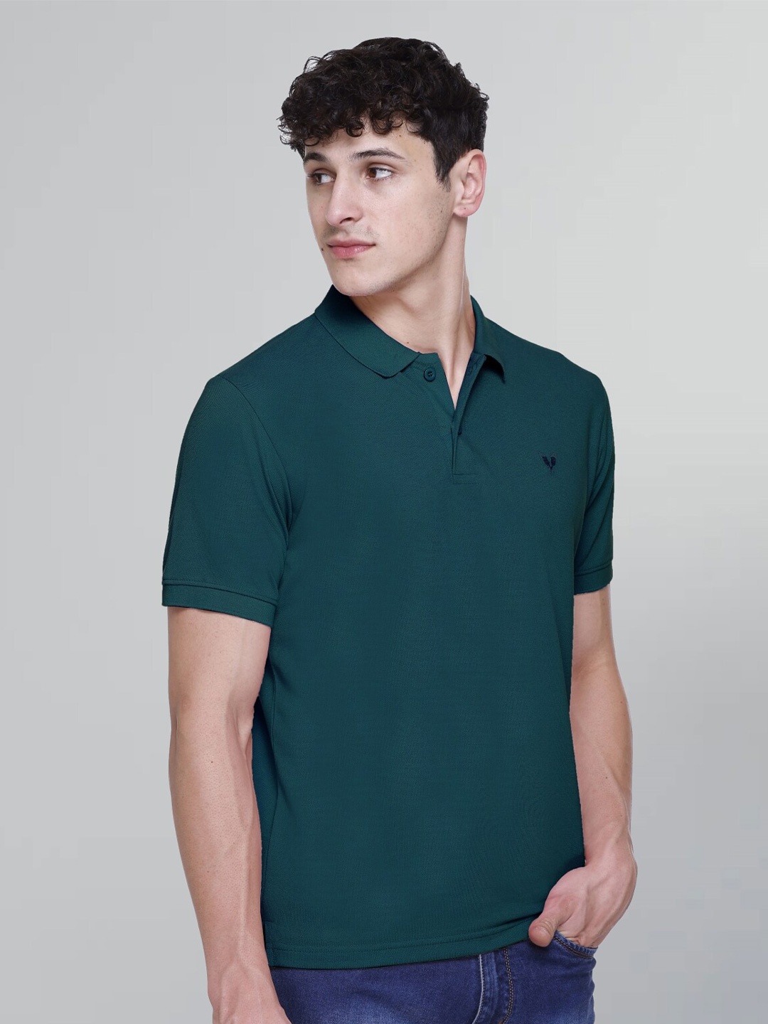 

GODFREY Polo Collar Cotton T-shirt, Teal