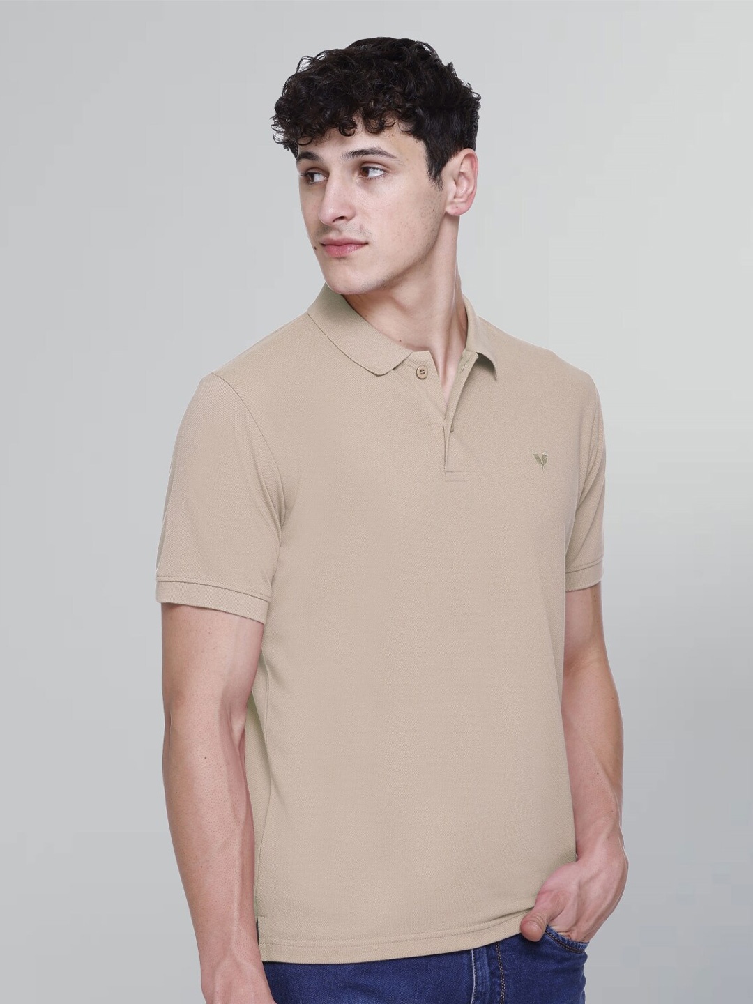 

GODFREY Polo Collar Cotton T-shirt, Beige