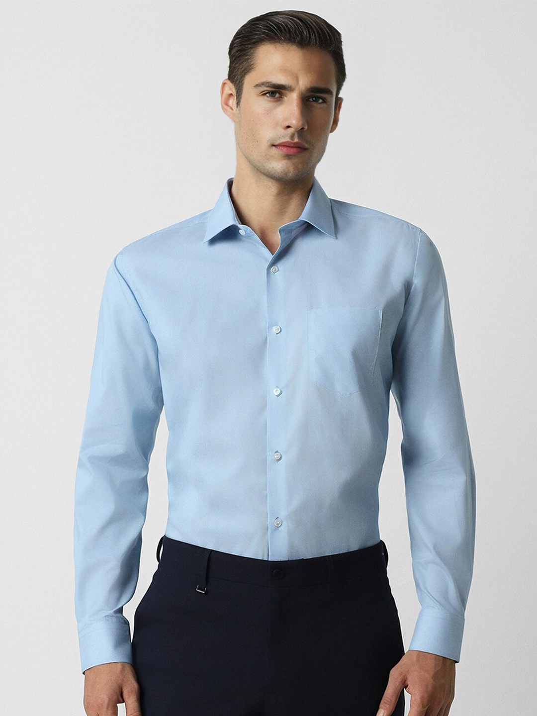 

Van Heusen Textured Spread Collar Pure Cotton Formal Shirt, Blue