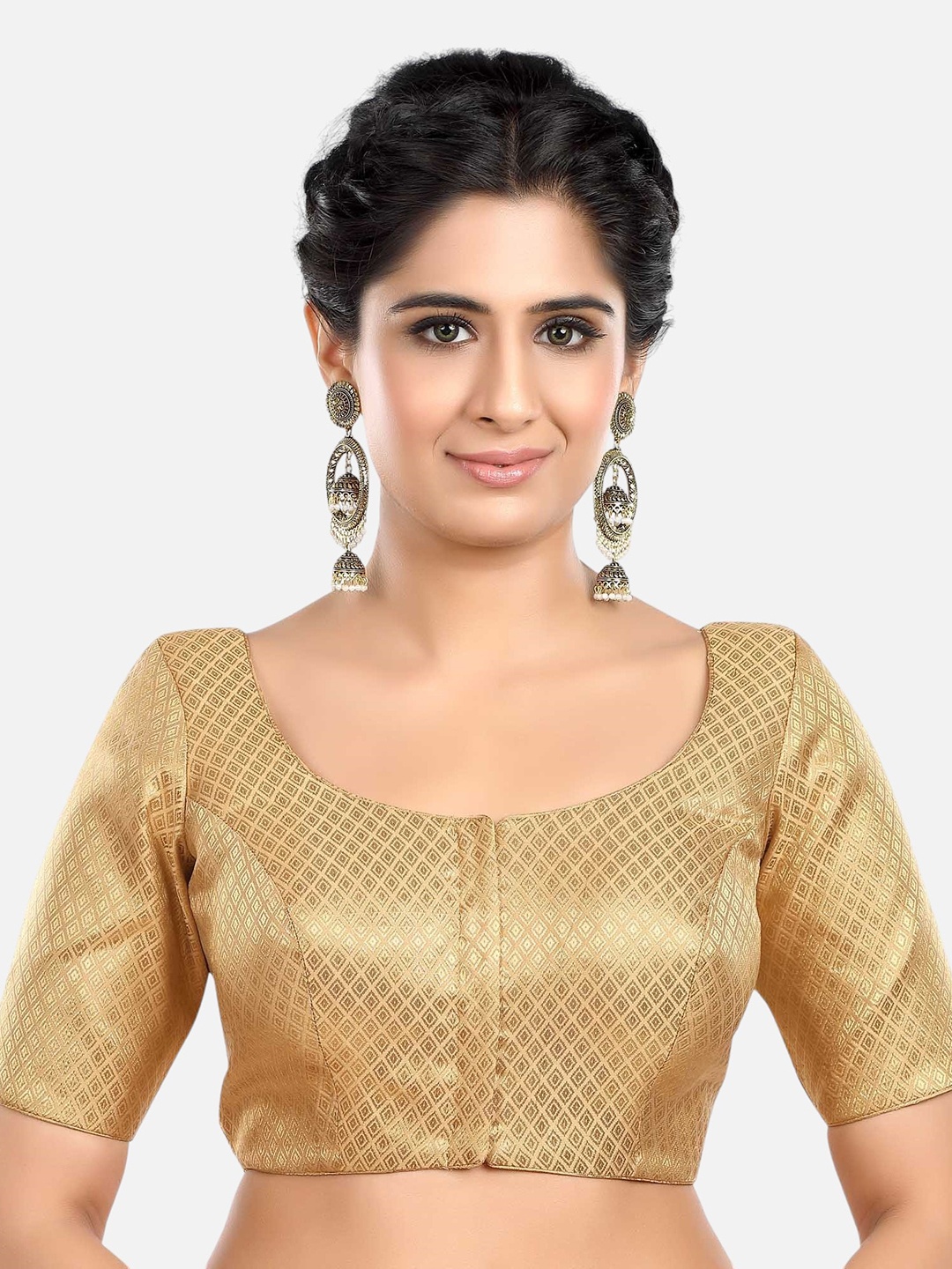 

Biyu Woven Design Brocade Saree Blouse, Gold