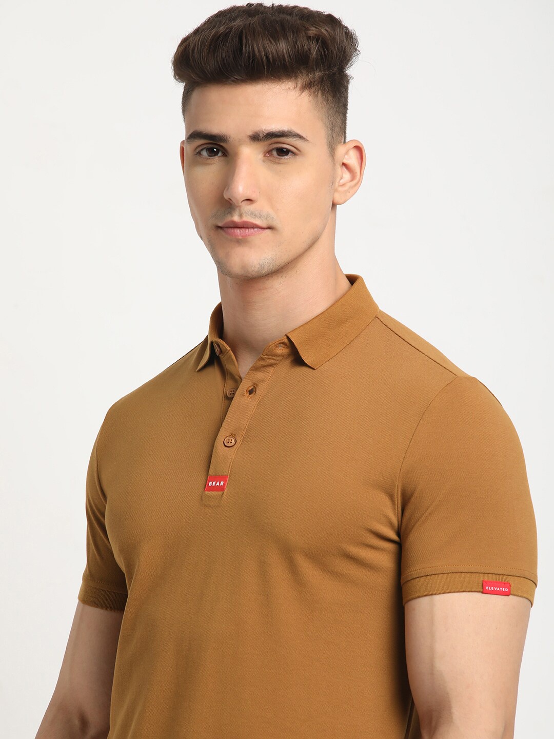 

THE BEAR HOUSE Polo Collar Short Sleeves Slim Fit T-shirt, Brown