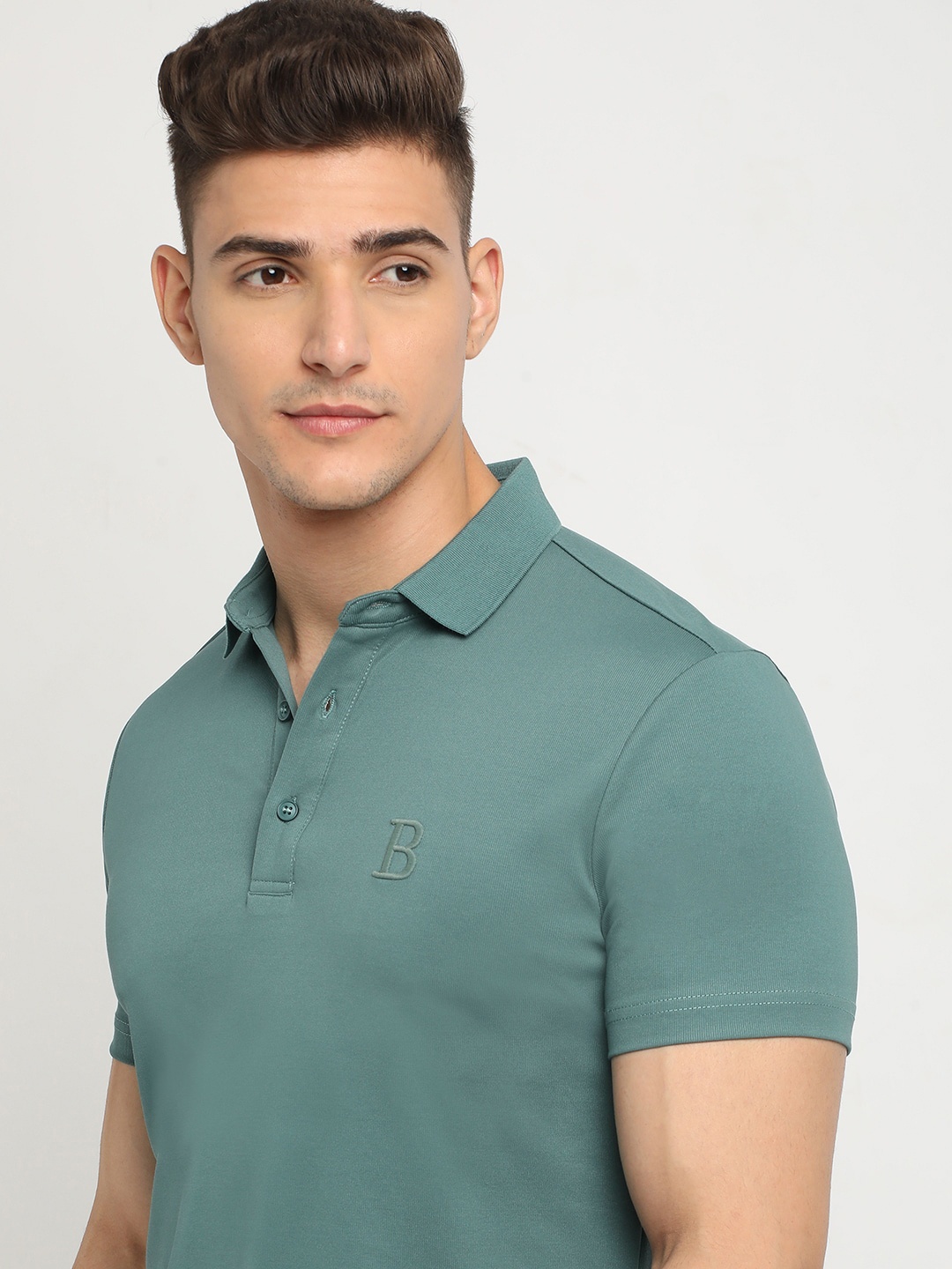 

THE BEAR HOUSE Polo Collar Short Sleeves Slim Fit T-shirt, Turquoise blue