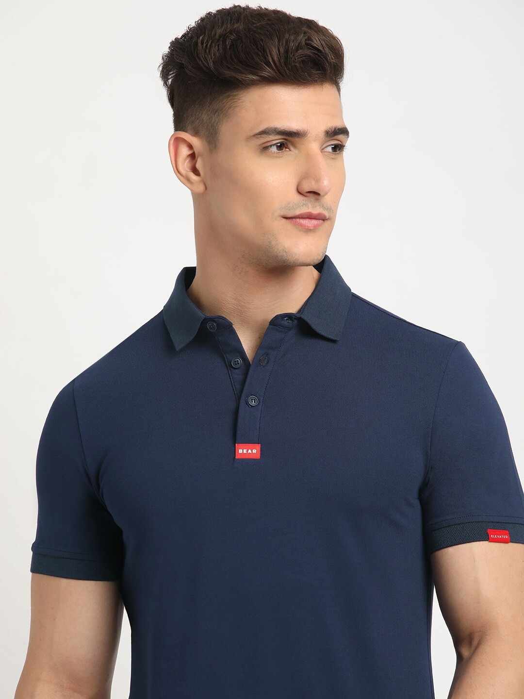 

THE BEAR HOUSE Polo Collar Short Sleeves Slim Fit T-shirt, Navy blue