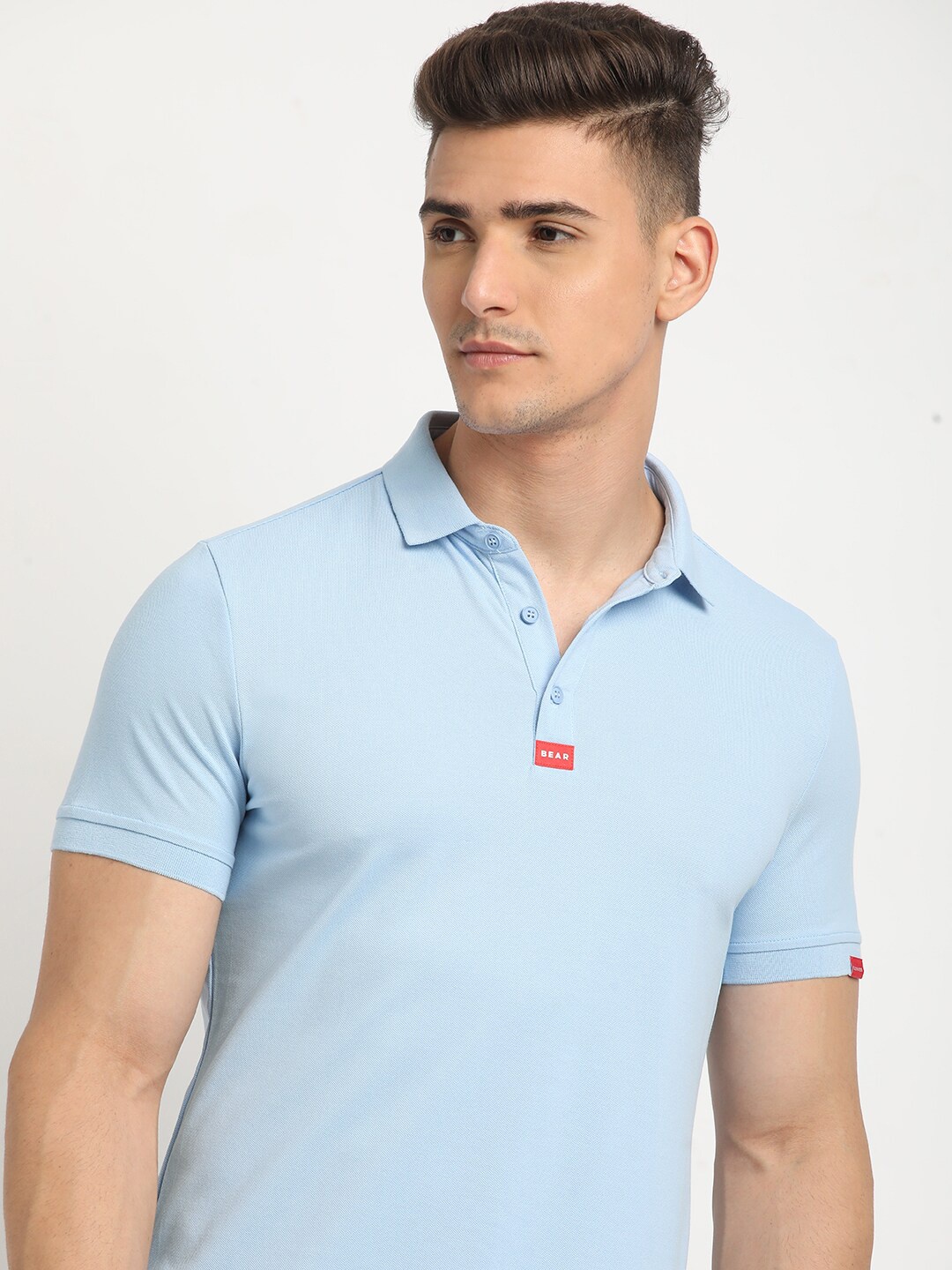 

THE BEAR HOUSE Polo Collar Short Sleeves Slim Fit T-shirt, Blue