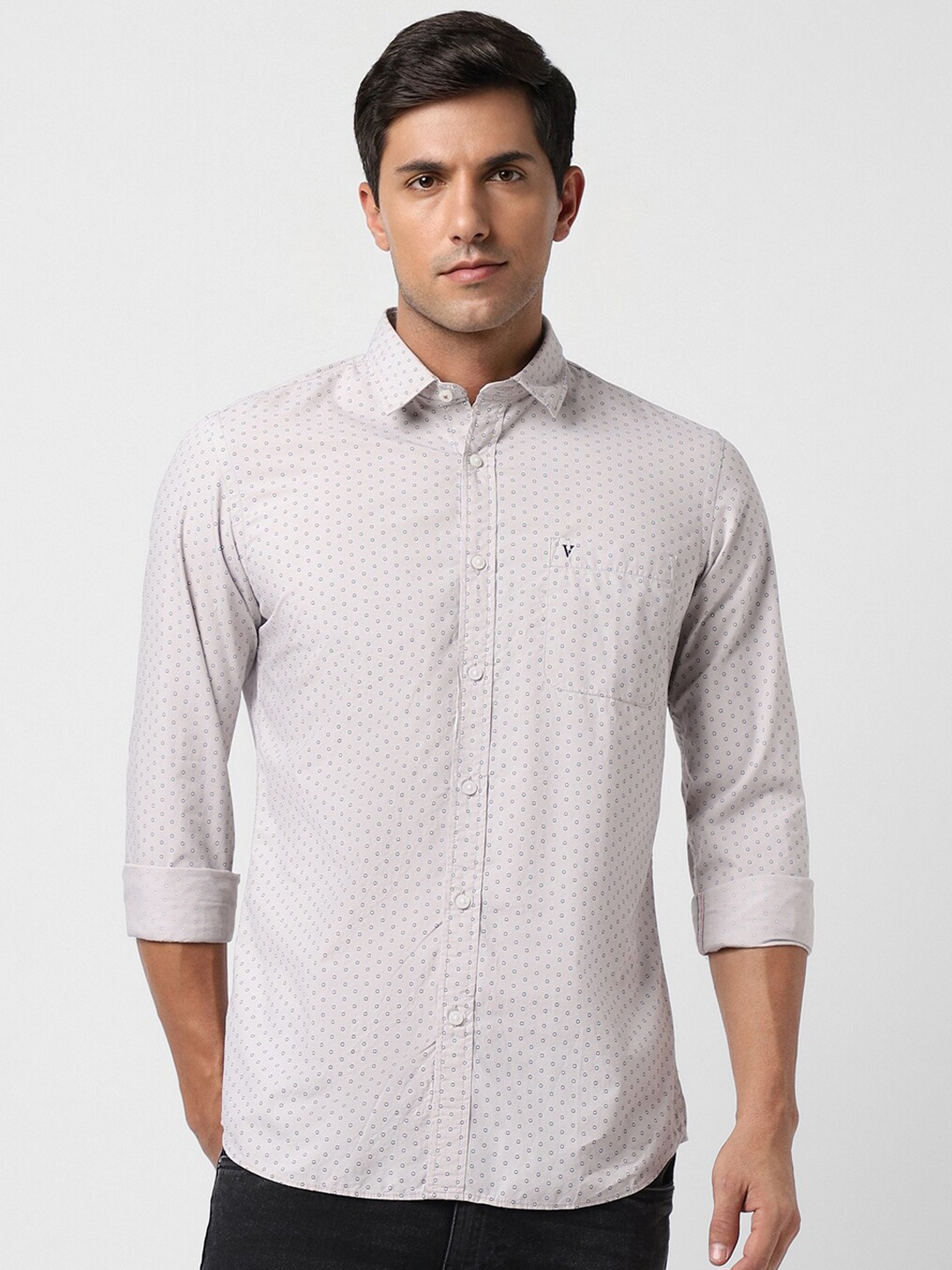 

Van Heusen Sport Slim Fit Micro Ditsy Printed Casual Pure Cotton Shirt, Grey
