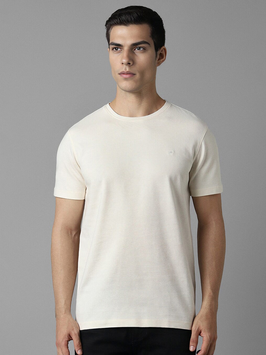 

Louis Philippe Round Neck Slim Fit Cotton T-shirt, Cream
