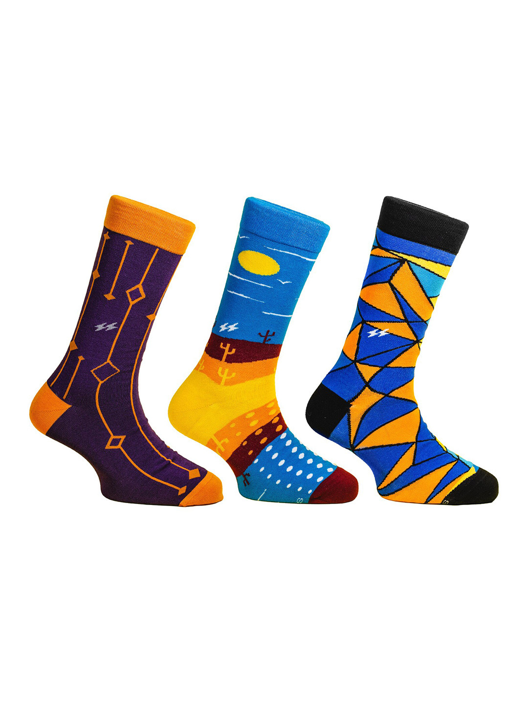 

Papa Socks Pack Of 3 Patterned Calf-Length Socks, Black