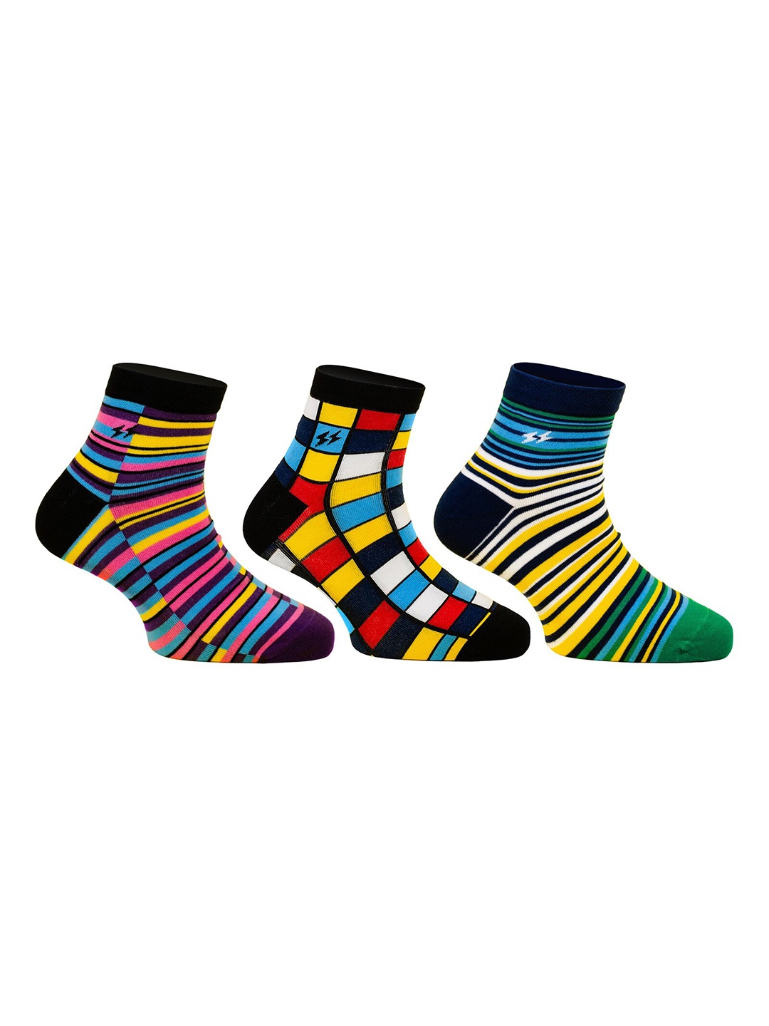 

Papa Socks Elite Pack Of 3 Patterned Ankle Length Socks, Turquoise blue