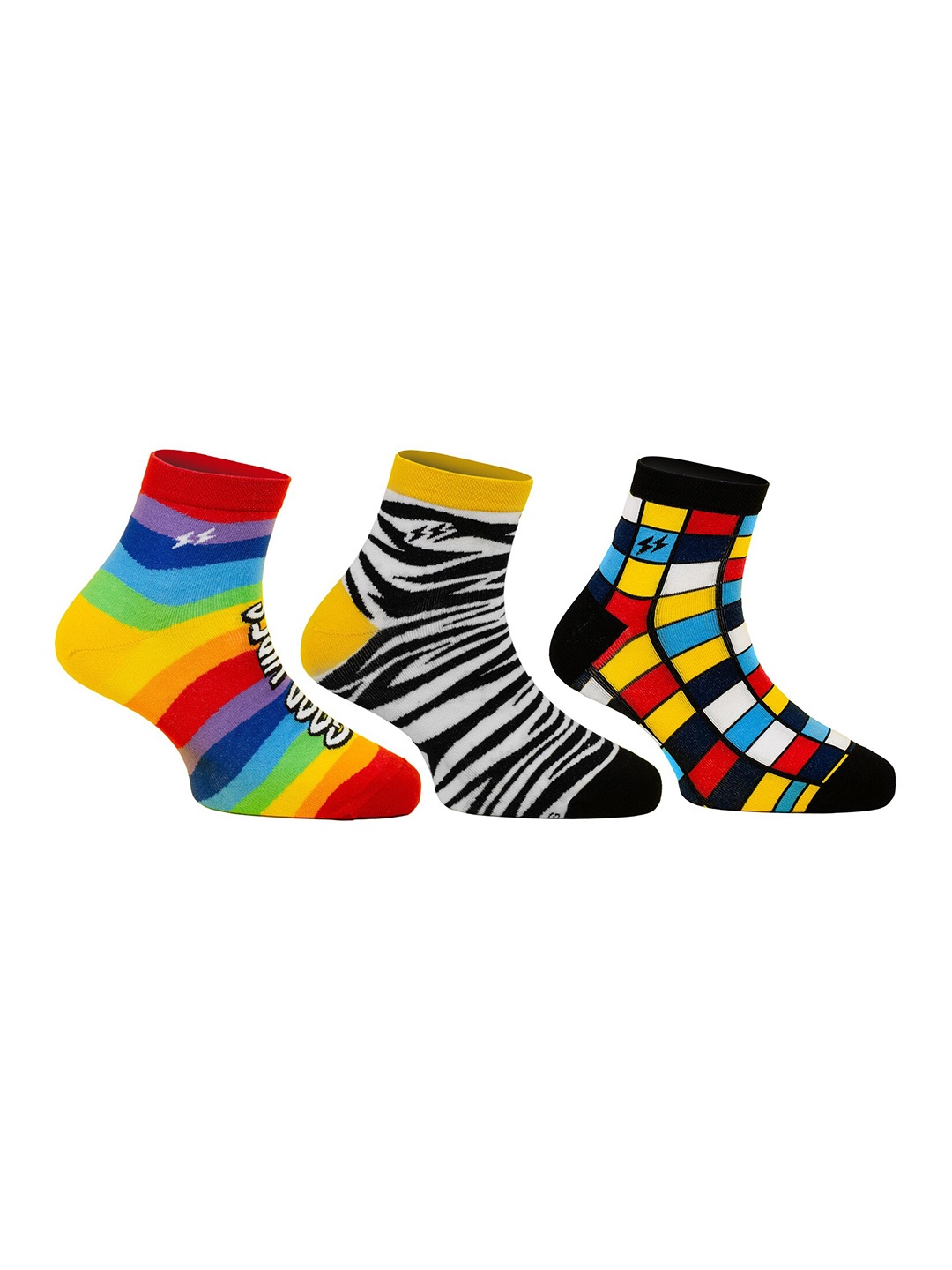 

Papa Socks Unisex Pack Of 3 Patterned Ankle Length Socks, Red