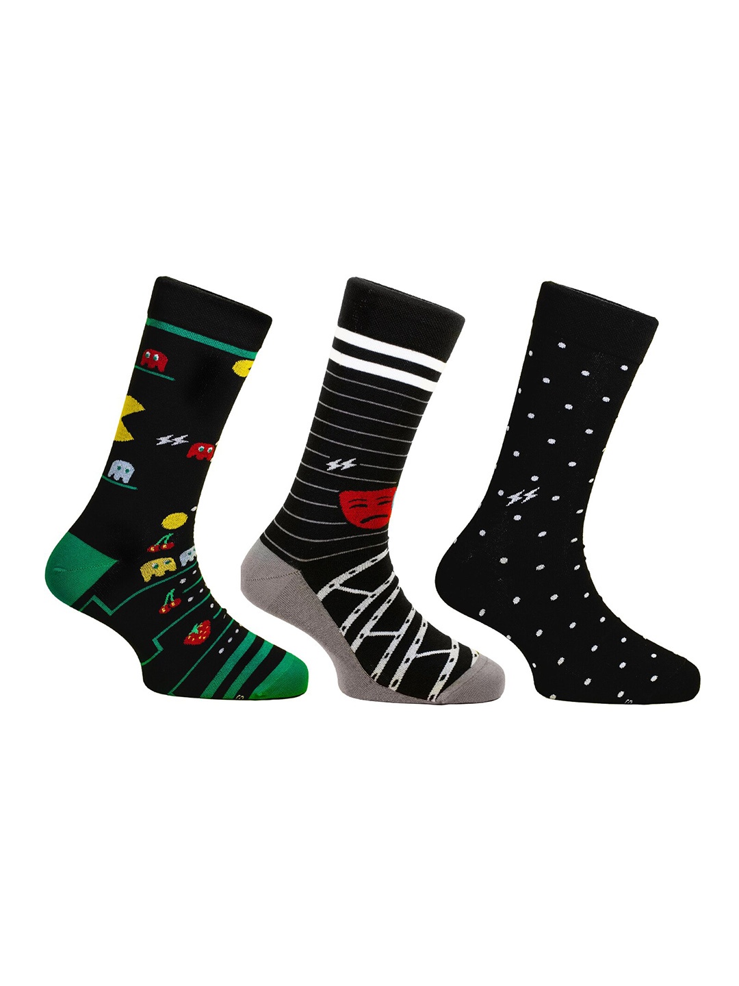 

Papa Socks Pack Of 3 Breathable Calf-Length Socks, Black