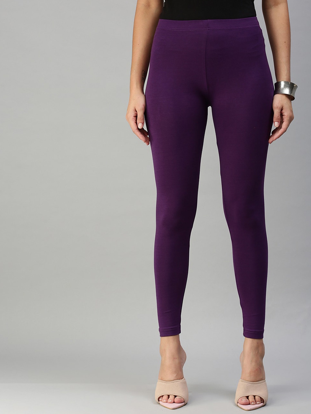 

De Moza Cotton Ankle Length Leggings, Purple