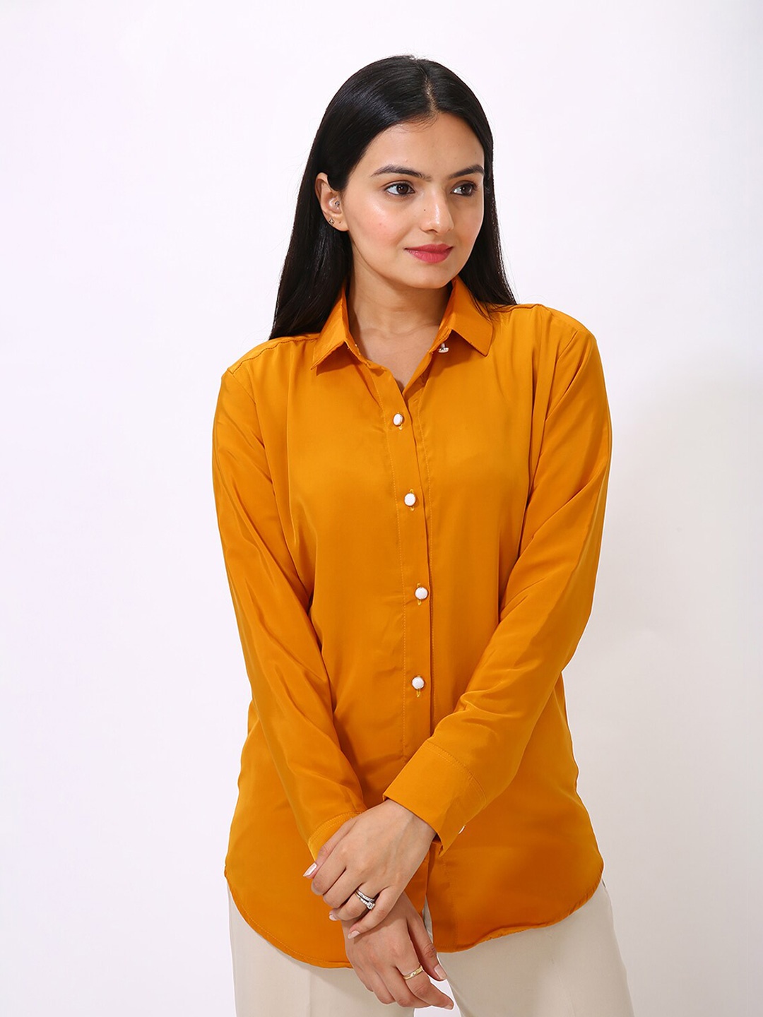 

MatterBlue Spread Collar Long Sleeves Formal Shirt, Mustard