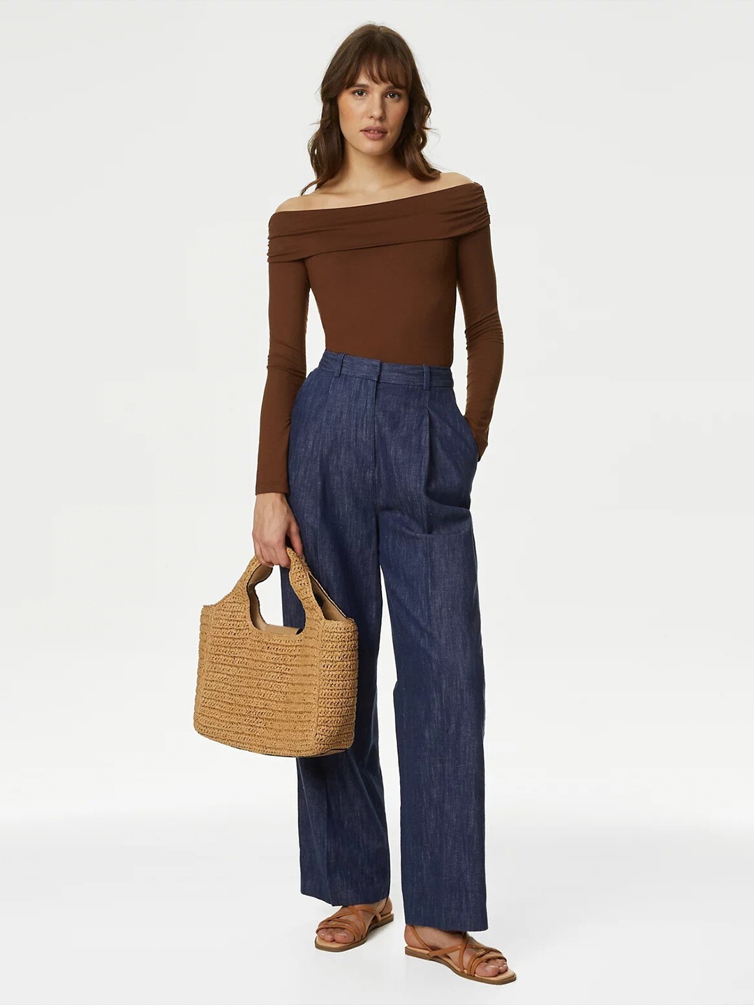 

Marks & Spencer Off-Shoulder Bardot Top, Brown