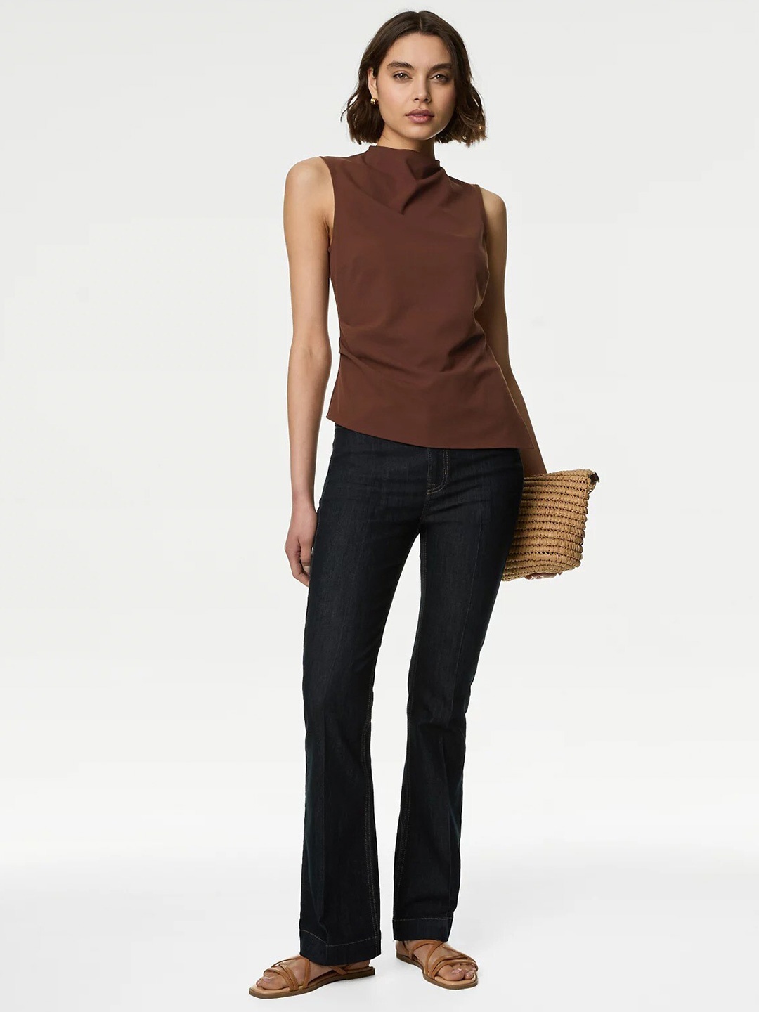 

Marks & Spencer High Neck Regular Top, Brown