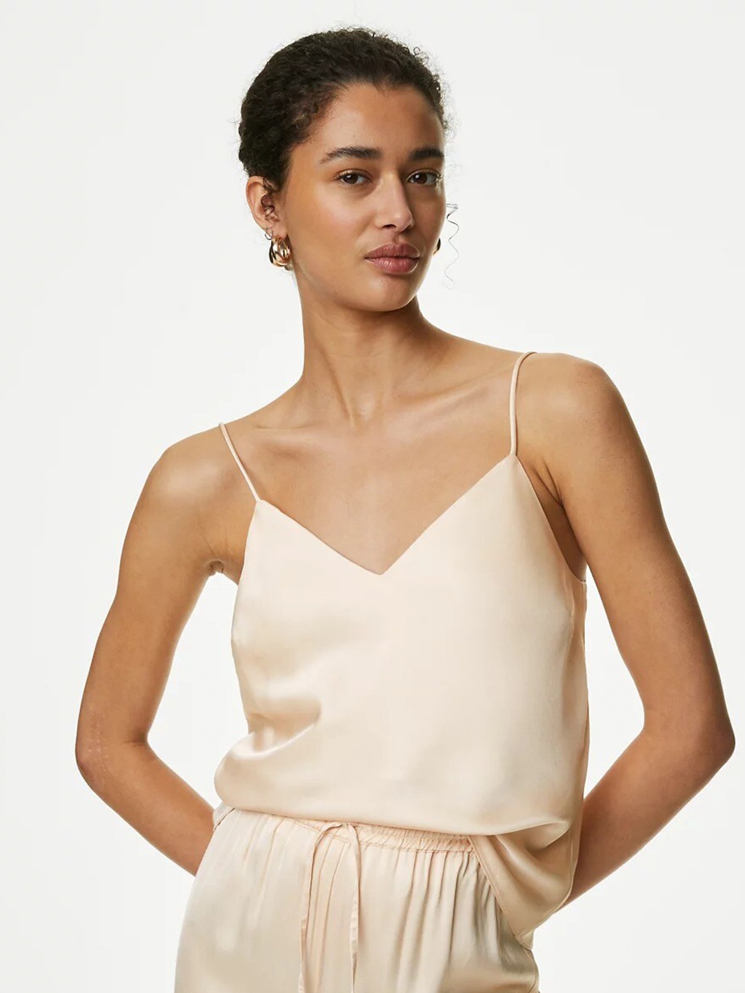 

Marks & Spencer Shoulder Straps Satin Top, Cream
