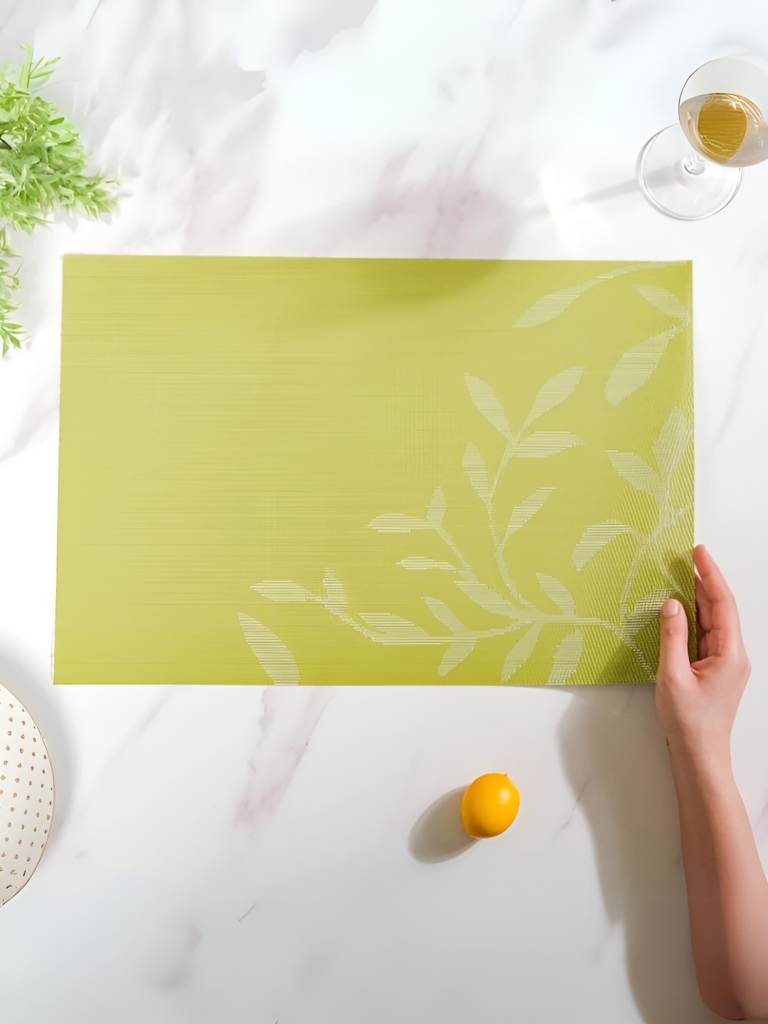 

UniKart Green 4 Pieces Floral Printed Table Placemats